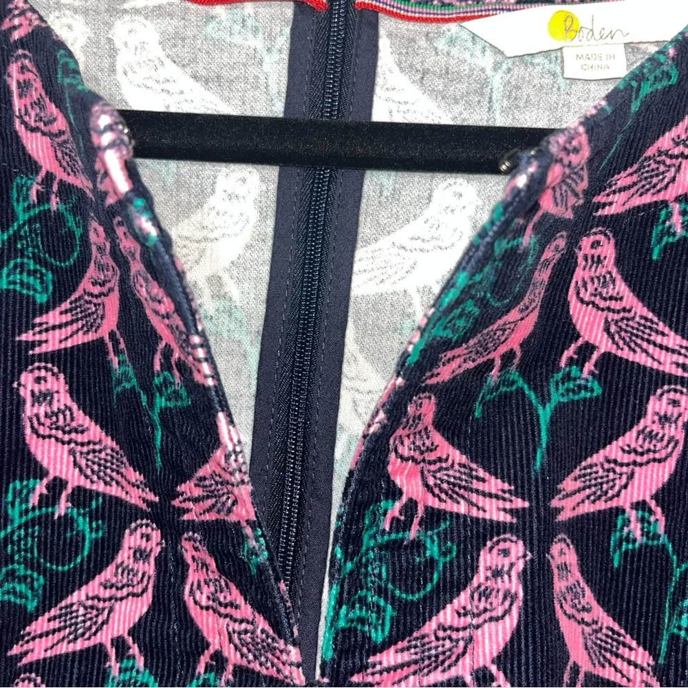 Boden Pink Lovebird Print Corduroy Sheath Dress Size 6 Small - Picture 8 of 15